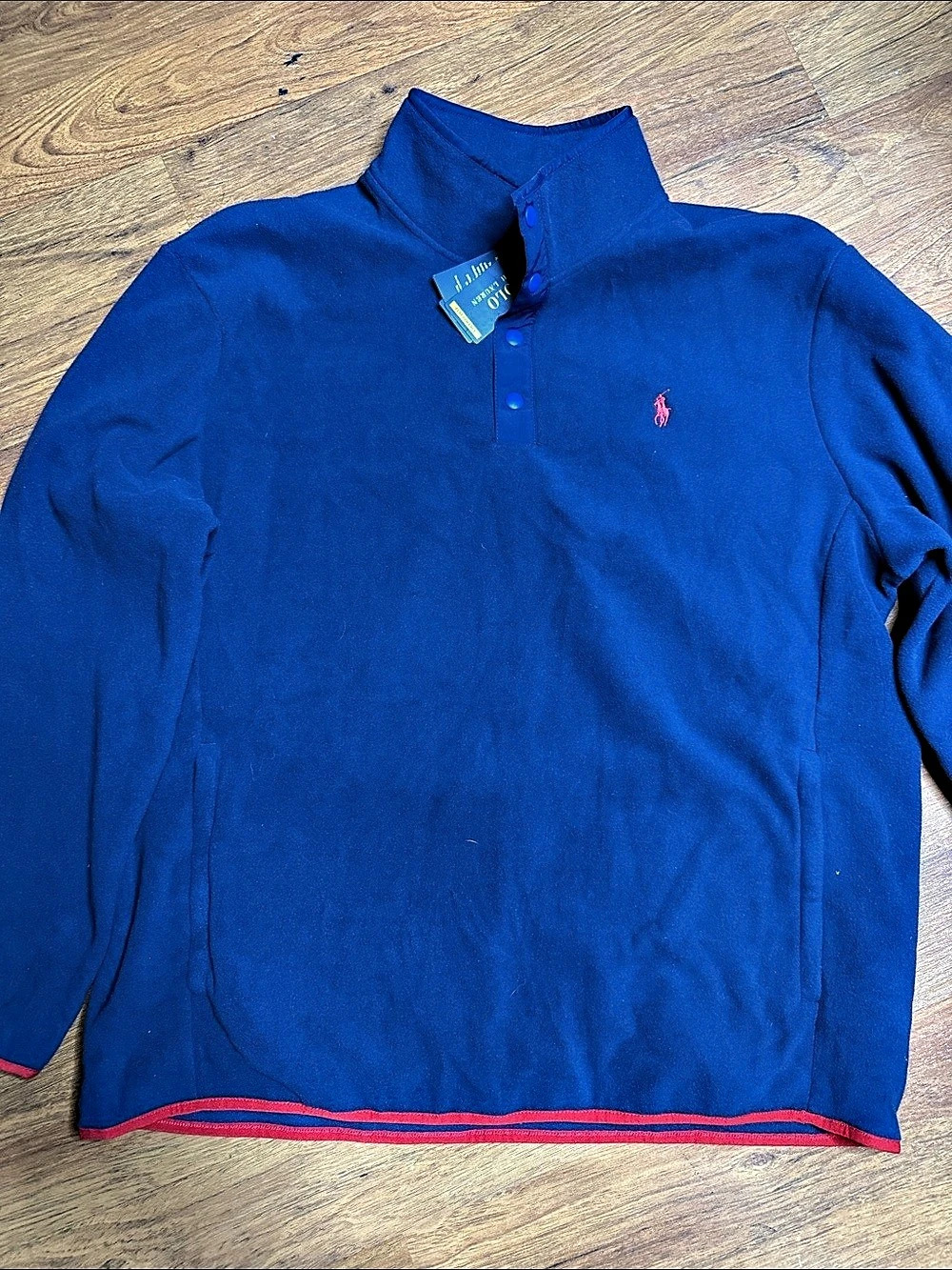 Polo Ralph Lauren Performance Fleece Snap Pullover Blue & Red XL